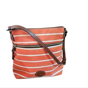 Vintage Dooney & Bourke Tangerine/ White Striped Crossbody